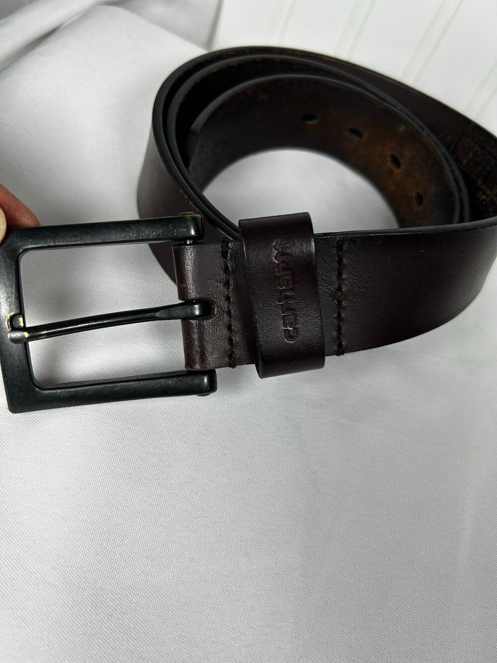 VTG Mens Carhartt Genuine Leather Rugged Brown Durable Utility Work Belt Size 40